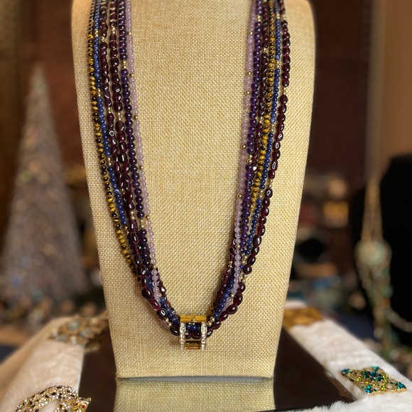 Joan Rivers Purple and Gold Beaded Necklace - Picture 3 of 5
